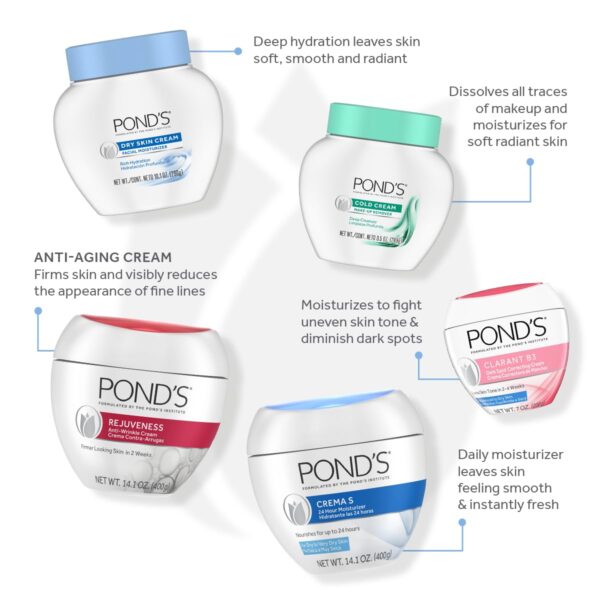 POND'S Cold Face Cream, Skin Care Facial Cleanser for All Skin Types, Deep Moisturizing Face Wash & Makeup Remover, 9.5 oz, 3 Pack