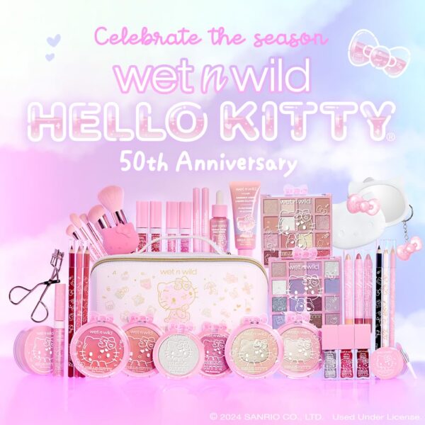 wet n wild Hello Kitty Eye & Face Palette, 2 Bold Richly Pigmented Palettes, Multi-Functional Buildable and Blendable Formula, Cruelty-Free & Vegan - Big Smile