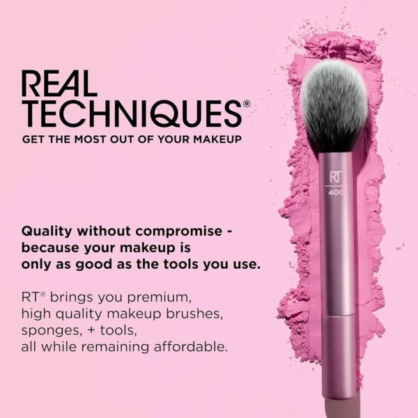 Real Techniques Mini Travel Duo, Makeup Brush Set For Traveling, Mini Foundation Brush & Makeup Blender Sponge For Blending On-The-Go, Achieve A Complete Base, Latex & Cruelty-Free, 2 Piece Set