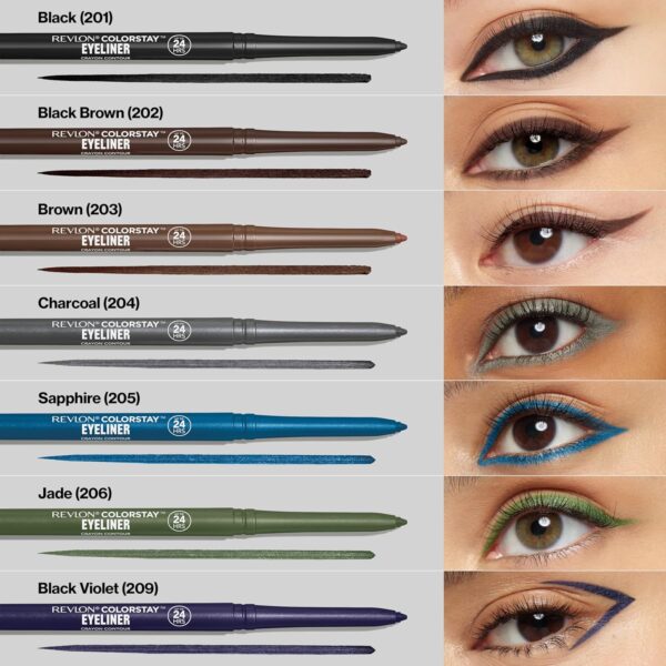 Revlon ColorStay Pencil Eyeliner with Built-in Sharpener, Waterproof, Smudgeproof, Longwearing Eye Makeup with Ultra-Fine Tip, Black, 0.01 oz