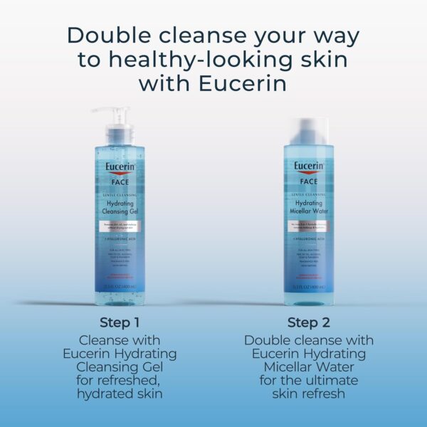 Eucerin Face Gentle Cleansing Hydrating Micellar Water, Face Cleanser and Makeup Remover with Hyaluronic Acid, 13.5 Fl Oz Bottle