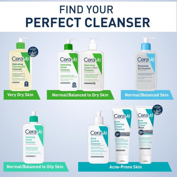 CeraVe Hydrating Foaming Oil Cleanser, Moisturizing Oil Cleanser for Face & Body, Squalane Oil + Hyaluronic Acid + Ceramides, For Dry to Very Dry Skin, Fragrance Free & Residue Free, 19 FL Oz