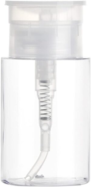 Pack of 1 Push Down Empty Lockable Pump Dispenser Bottle for Nail Polish and Makeup Remover Clear Top Cap (BB)
