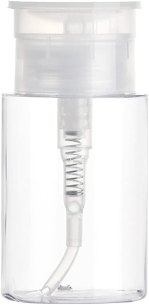 Pack of 1 Push Down Empty Lockable Pump Dispenser Bottle for Nail Polish and Makeup Remover Clear Top Cap (BB)