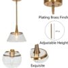classy leaves Gold Pendant Lights Kitchen Island, Kitchen Pendant Lighting Over Island with Seeded Glass, 9 Inch Modern Plating Brass Pendant Light Fixtures