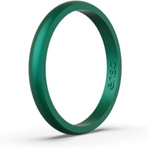 Enso Rings Halo Birthstone Silicone Ring – Minimalist Stackable Wedding Engagement Band – – 2.54mm Wide, 1.5mm Thick