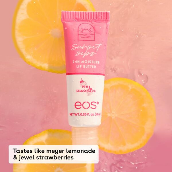 eos Sunset Sips Lip Butter Tube- Pink Lemonade, 24-Hour Moisture, Overnight Lip Mask, Lip Care Products, 0.35 fl oz