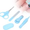 Newborn Baby Nail Care Kit Clipper Tweezers Manicure Set for InfStainless Steel ABS Storage Box (Blue)
