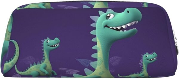 Cartoon dinosaur Makeup Bag for Women Men Pencil Pouch Travel Small Cosmetic Bag Zippered Toiletry Bags Aesthetic Pen Bags Trendy Storage Bags Leather Coin Pouch Purse