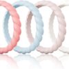 Egnaro Silicone Wedding Ring for Women,Thin and Stackble Braided Rubber Wedding Bands,No-Toxic,Skin Safe