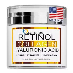 Organic Vitamin C E Facial Moisturizer with Hyaluronic Acid Retinol Collagen Cream Wrinkle Anti Fine Line Reducing Cream Anti-Aging Face Moisturizer for, Neck & Décolleté-Made in USA, 50Ml