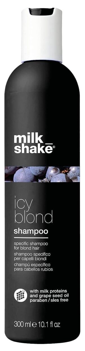 milk_shake icy blond shampoo | sulfate-free toning shampoo with black pigment to cool brassy tones and enhance platinum blonde hair | ideal for maintaining icy, ash-toned color | 10.1 fl oz