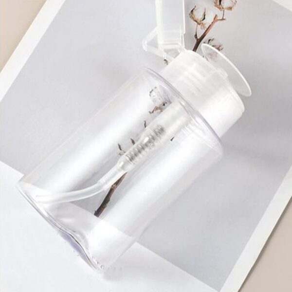 Pack of 1 Push Down Empty Lockable Pump Dispenser Bottle for Nail Polish and Makeup Remover Clear Top Cap (BB)