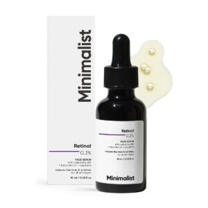 Minimalist 0.3% Retinol Serum with Bakuchiol Oil For Anti Aging | Night Face Serum With Squalane Base & Coenzyme Q10 To Reduce Fine Lines & Wrinkles | For Women & Men | 1 Fl Oz / 30 ml