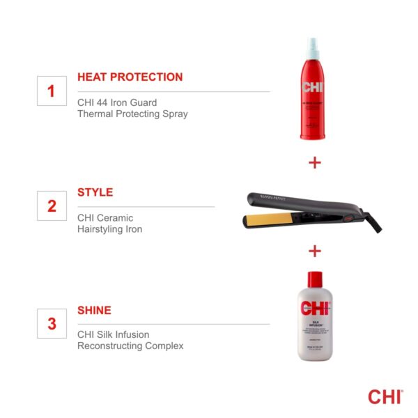 CHI Original Ceramic Flat Iron, Hair Straightener For A Smooth Finish, Floating Plates, Quick Heat Up, Analog On/Off Switch, 1" Styling Tool, Black