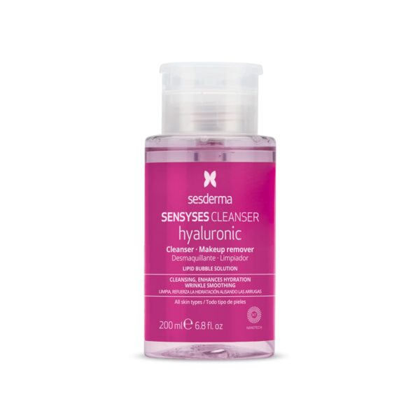 Sesderma SENSYSES Hyaluronic Cleanser | Hydrating Micellar Solution for All Skin Types | Gently Removes Makeup and Impurities 6.8 fl oz