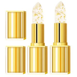 Transferproof Color Changing Lipstick,Gold Crystal Ph Lipstick Color Changing,Long Lasting 24 Hours Moisturizing Glossy Shine Lip Gloss for Women (2Pcs)