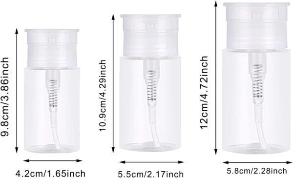 Pack of 1 Push Down Empty Lockable Pump Dispenser Bottle for Nail Polish and Makeup Remover Clear Top Cap (BB)