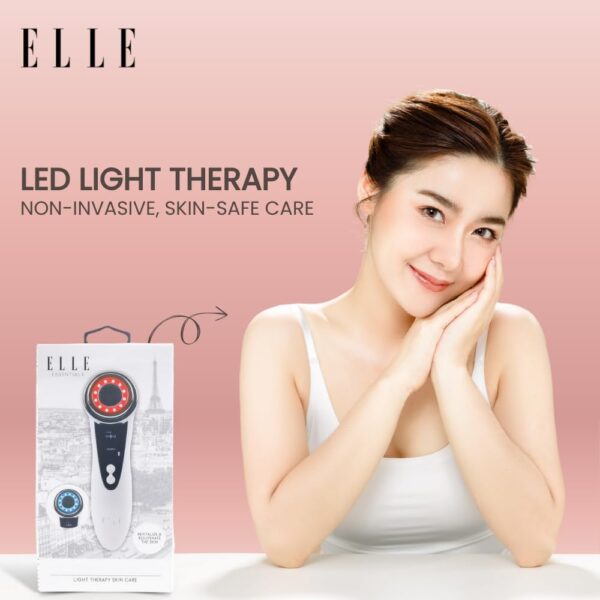 Elle - Facial LED Therapy Massager, Skin Rejuvenation Device (White)