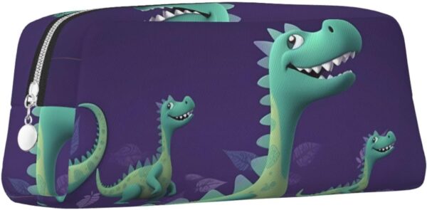 Cartoon dinosaur Makeup Bag for Women Men Pencil Pouch Travel Small Cosmetic Bag Zippered Toiletry Bags Aesthetic Pen Bags Trendy Storage Bags Leather Coin Pouch Purse
