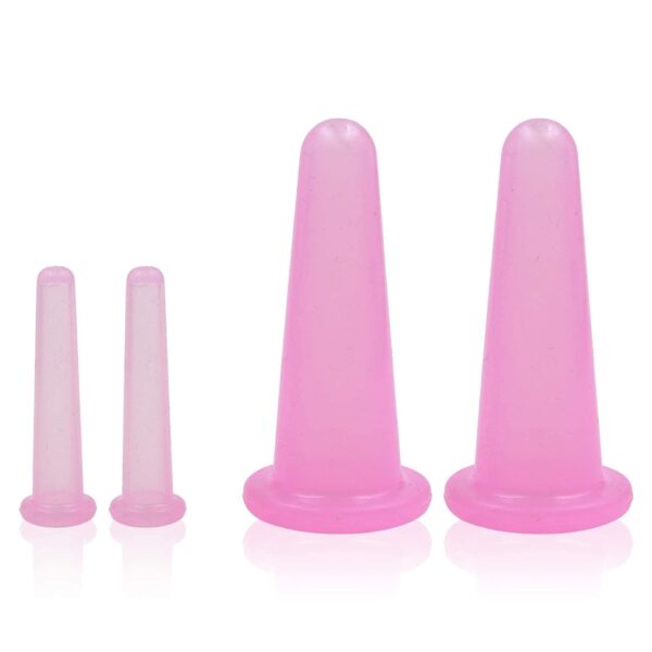 Facial Cupping Set,Natural Silicone Facial Massage Cup for Body,Face,Neck Massage,Vacuum Tank,Anti-Aging Beauty Tool Smal Large, Pink(with potli Bag)