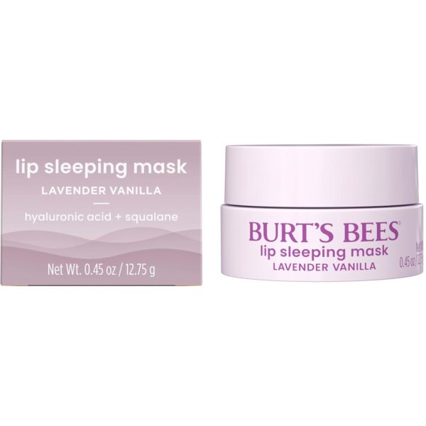 Burt’s Bees Lavender Vanilla Lip Sleeping Mask, Mothers Day Gifts, With Hyaluronic Acid and Squalane Moisturizer To Instantly Hydrate Lips, Overnight Lip Mask, Lip Treatment, 0.45 oz.
