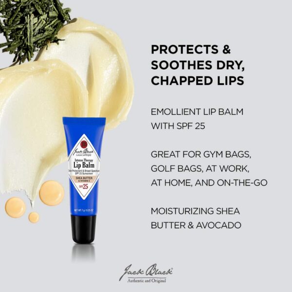 Jack Black Intense Therapy Lip Balm - Jack Black Lip Balm SPF 25 Sunscreen, SPF Lip Balm for Chapped Lips, Lip Sunscreen, Lip SPF, Lip Moisturizer for Dry Lips, Lip Balm with SPF, Lip Protection
