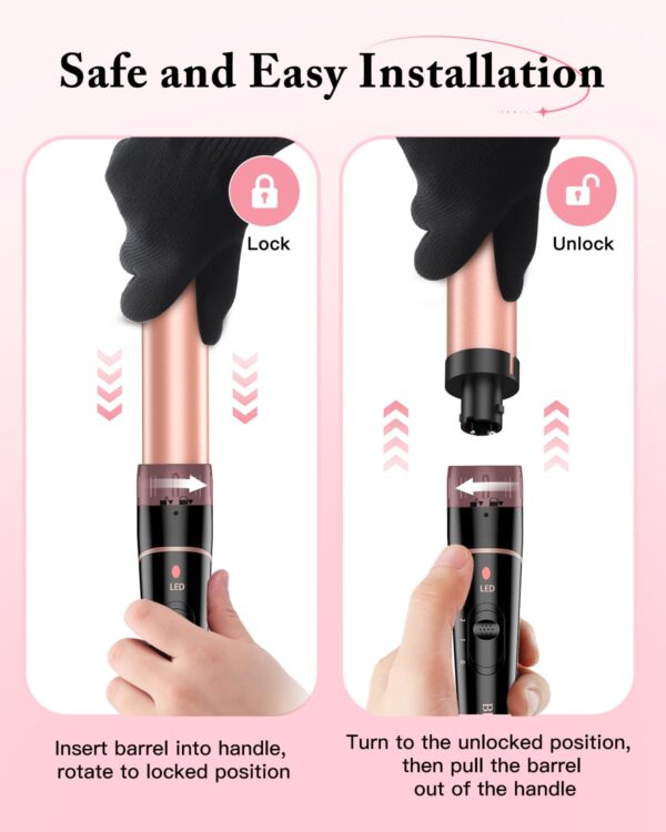 Long Barrel Curling Iron Wand Set, BESTOPE PRO 6 in 1 Curling Wand Set with Ceramic Barrel for Long/Medium Hair, 0.35"-1.25" Interchangeable Hair Wand Curler, Dual Voltage, Include Glove & Clips