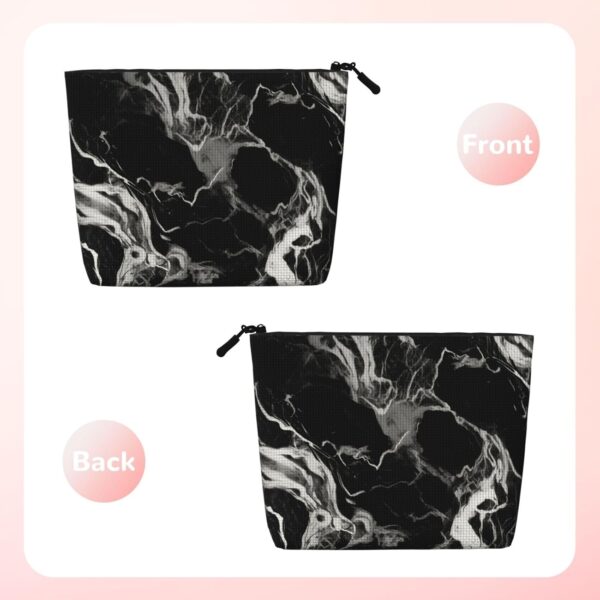 Black And White Marble Makeup Bag For Women, Waterproof Linen Travel Cosmetic Organizer Lightweight Zipper Travel Toiletry Bag Organizer Makeup Brushes Storage Bag