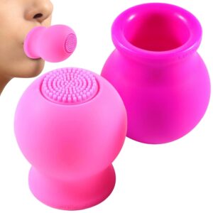 2Pcs Lips Enhancer Plumper Device, Soft Silicone Lip Plumper Tool, Clean & Massage Facial Cleansing Brush, Multi-Use Face Care for Women