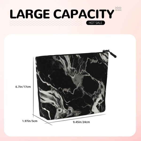 Black And White Marble Makeup Bag For Women, Waterproof Linen Travel Cosmetic Organizer Lightweight Zipper Travel Toiletry Bag Organizer Makeup Brushes Storage Bag