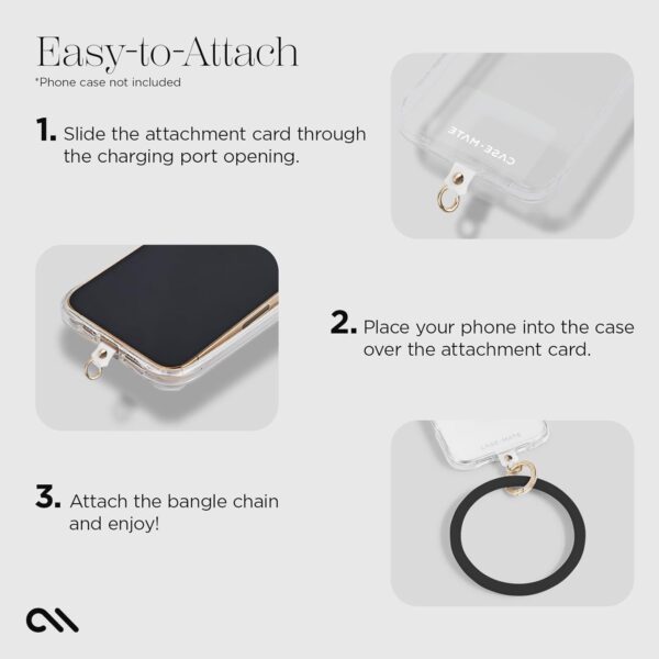 Case-Mate Phone Bangle Bracelet & Keychain Wristlet for Women - Detachable Wrist Key Ring Bracelet with Tether Tab - Fits iPhone, Galaxy, Pixel and Other Phone Cases - Black