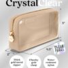 Embla Clear Cosmetic Bag Makeup Case, Clear Zipper Make Up Pouch and Toiletry Travel Tote, Cute Skincare Pouches for Women Girls, Preppy Purse Cosmetic Organizer, Small Makeup Bags, Sand