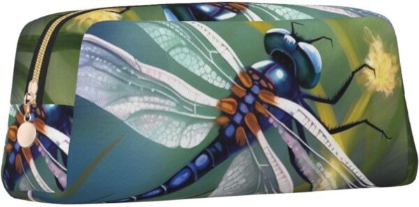 Dragonfly painting Makeup Bag for Women Men Pencil Pouch Travel Small Cosmetic Bag Zippered Toiletry Bags Aesthetic Pen Bags Trendy Storage Bags Leather Coin Pouch Purse