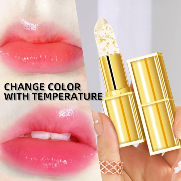 Transferproof Color Changing Lipstick,Gold Crystal Ph Lipstick Color Changing,Long Lasting 24 Hours Moisturizing Glossy Shine Lip Gloss for Women (2Pcs)