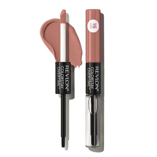 Revlon Liquid Lipstick with Clear Lip Gloss, ColorStay Overtime Lipcolor, Dual Ended with Vitamin E, 540 Unstoppable Nude, 0.07 Fl Oz
