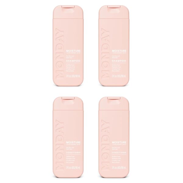 Monday Haircare Moisture Shampoo & Conditioner Travel Pack - 3oz, 90ML Travel Kit (2 x Shampoo,2 x Conditioner)