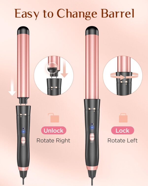 5 in 1 Wand Curling Iron-Kinked Curling Wand Set with Flat Iron Hair Straightener, 3 Barrels Hair Crimper, 3 Ceramic Curling Irons (0.35"-1.25"), 2 Temps Fast Heat Hair Waver Curler with Glove & Clip