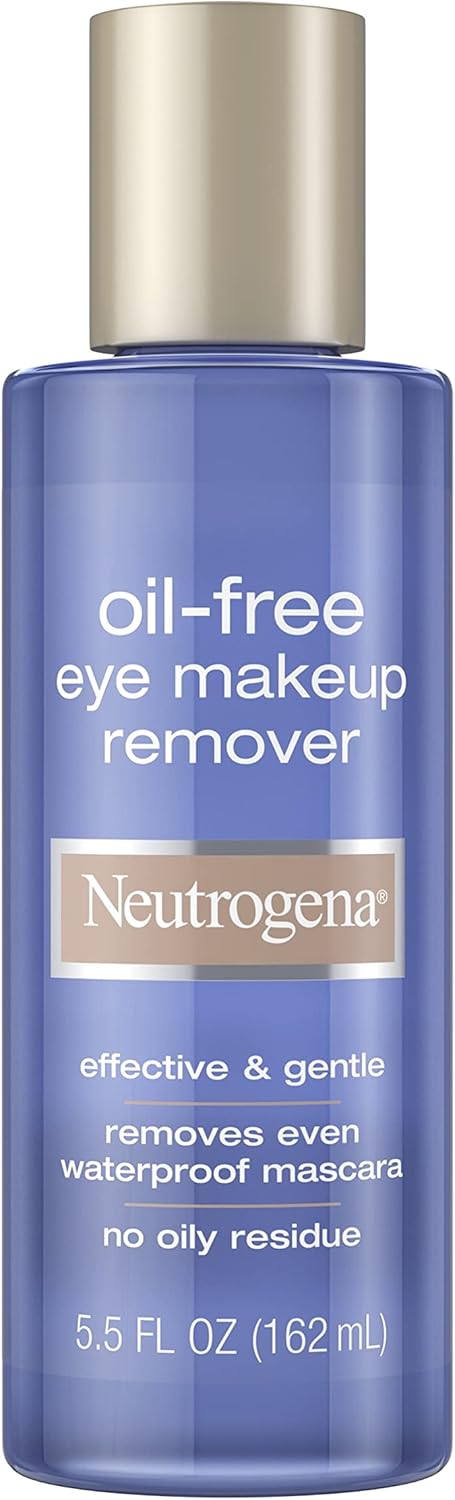 Neutrogena Gentle Oil-Free Eye Makeup Remover & Cleanser for Sensitive Eyes, Non-Greasy Makeup Remover, Waterproof Mascara Remover, Dermatologist & Ophthalmologist Tested, 5.5 fl. oz