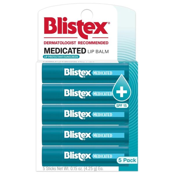 Blistex Medicated Lip Balm, 0.15 Ounce, Prevent Dryness & Chapping, SPF 15 Sun Protection, Seals in Moisture, Hydrating Lip Balm, Easy Glide Formula for Full Coverage, 1 Pack