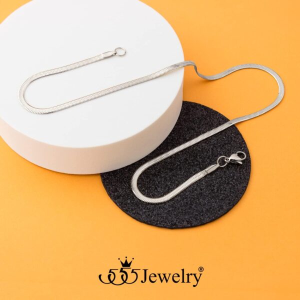 555Jewelry Stainless Steel Flat Herringbone Snake Chain Necklace for Men & Women
