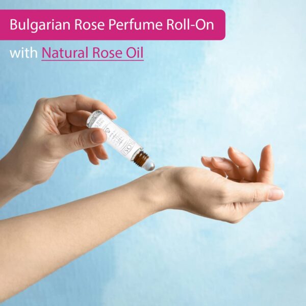 Bulgarian Rose Perfume Roll-On with Natural Rose Oil - Alcohol Free- Natural Rose Aromatic Fragrance - Unisex Rose Perfume - Perfect for Everyone - 9ml