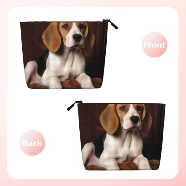 Lovely Pet Dog Beagle Makeup Bag For Women, Waterproof Linen Travel Cosmetic Organizer Lightweight Zipper Travel Toiletry Bag Organizer Makeup Brushes Storage Bag