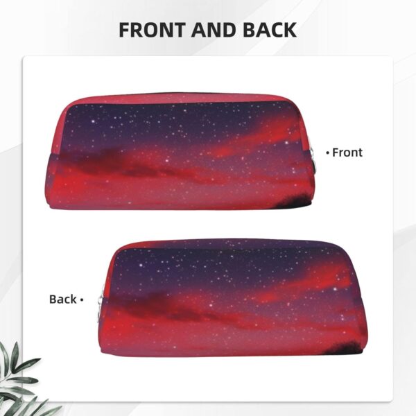Red Sky at Night Starry Makeup Bag for Women Men Pencil Pouch Travel Small Cosmetic Bag Zippered Toiletry Bags Aesthetic Pen Bags Trendy Storage Bags Leather Coin Pouch Purse