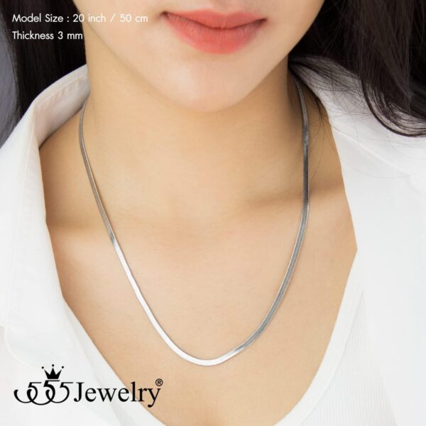 555Jewelry Stainless Steel Flat Herringbone Snake Chain Necklace for Men & Women