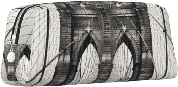 Brooklyn Bridge Makeup Bag for Women Men Pencil Pouch Travel Small Cosmetic Bag Zippered Toiletry Bags Aesthetic Pen Bags Trendy Storage Bags Leather Coin Pouch Purse