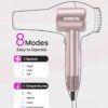Hair Dryer, High-Speed Ionic Low Noise Blow Dryer with Brushless Motor for Fast Drying, Thermo-Control Quiet Compact Hair Blow Dryer with Magnetic Diffuser for Curly Hair for Home Travel Salon