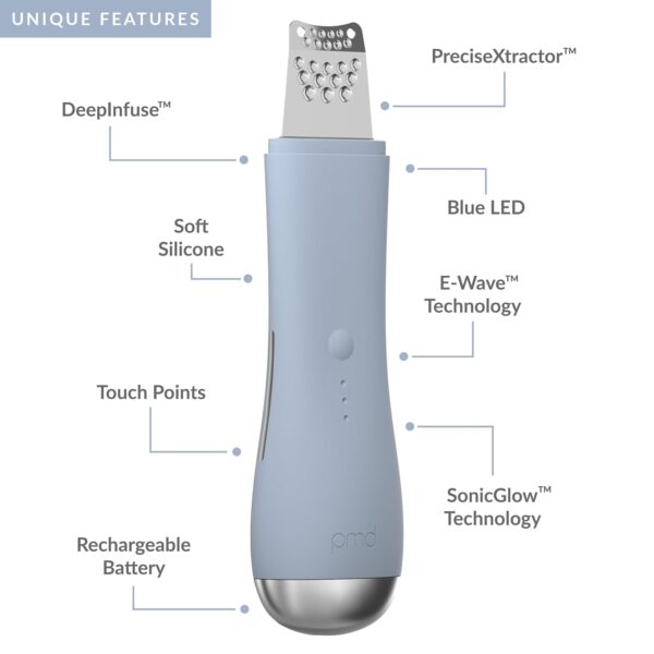 PMD Wave Pro - Professional-Grade Advanced Skin Spatula - Extract, Infuse, & Lift - SonicGlow Vibration and E-Wave Technology - Clear Pores, Blackheads, & Whiteheads