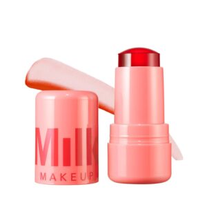 Milk Makeup Cooling Water Jelly Tint – Sheer Lip + Cheek Stain with Vegan Collagen, Seawater + Aloe – Hydrating, Long-Lasting, Buildable Lip Tint + Blush – Spritz, 0.17 oz