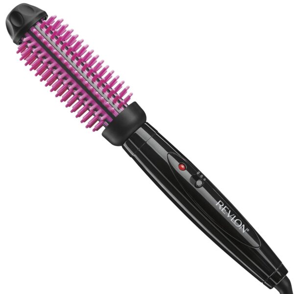 REVLON Silicone Bristle Heated Hair Styling Brush | Fast, Long Lasting Volume for Easy Styling | 1" Barrel for Full Body and Smooth Styles (Black/Pink)